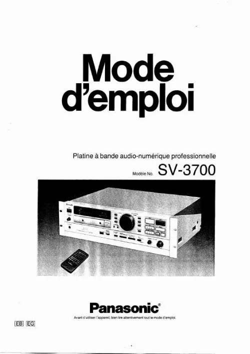 Mode d'emploi PANASONIC SV-3700