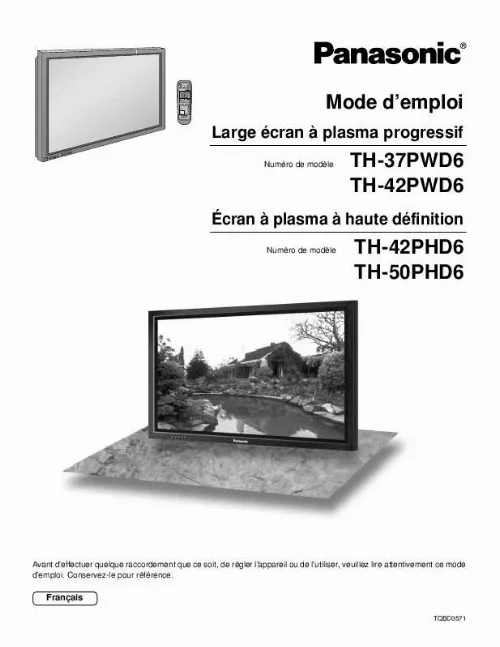 Mode d'emploi PANASONIC TH-37PWD6UY