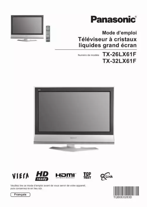 Mode d'emploi PANASONIC TX-26LX61F