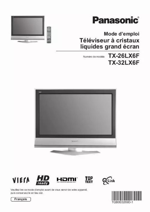 Mode d'emploi PANASONIC TX-26LX6F