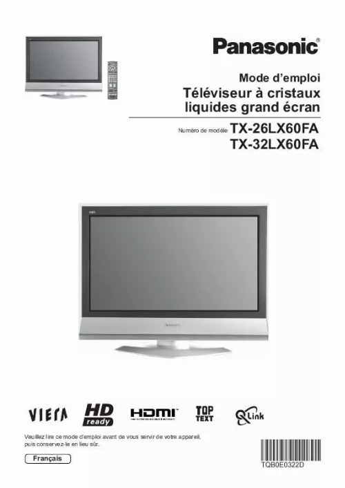 Mode d'emploi PANASONIC TX-32LX60FA