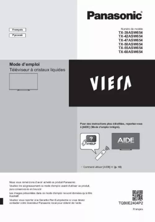 Mode d'emploi PANASONIC TX-60ASW654