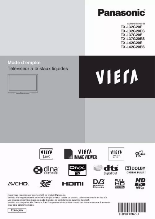 Mode d'emploi PANASONIC TXL42G20E