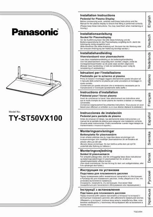 Mode d'emploi PANASONIC TY-ST50VX100