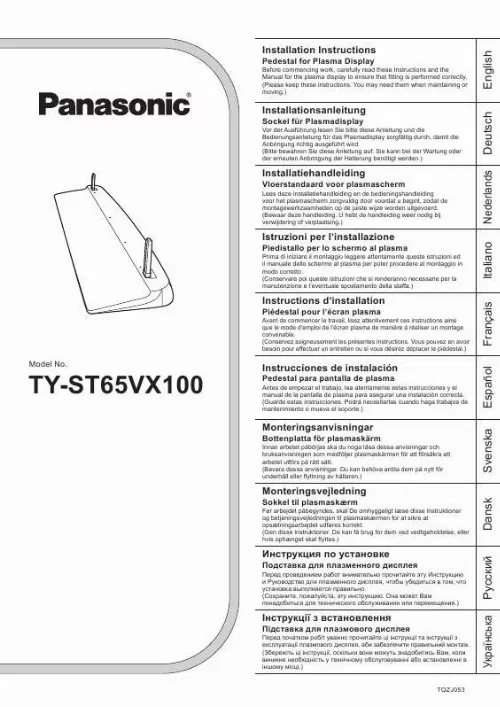 Mode d'emploi PANASONIC TY-ST65VX100