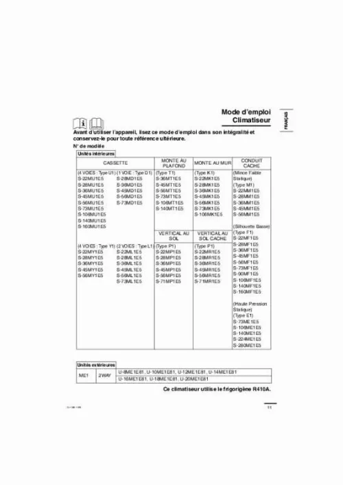 Mode d'emploi PANASONIC U-12ME1E81