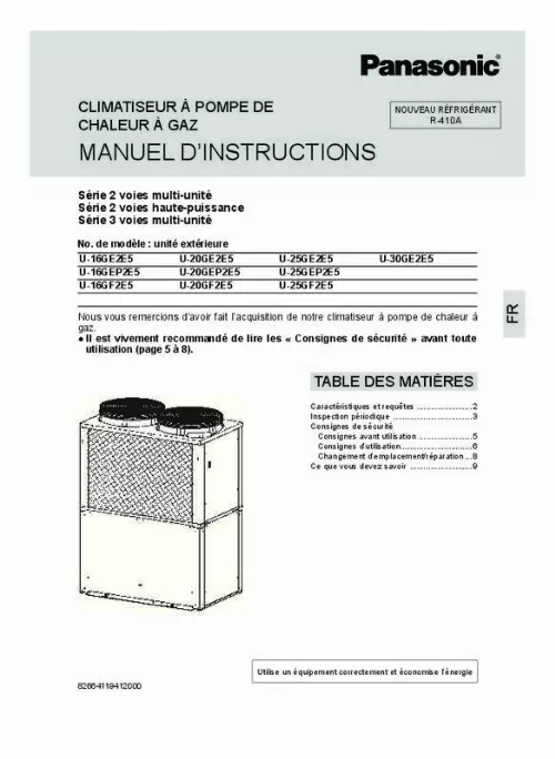 Mode d'emploi PANASONIC U-25GE2E5