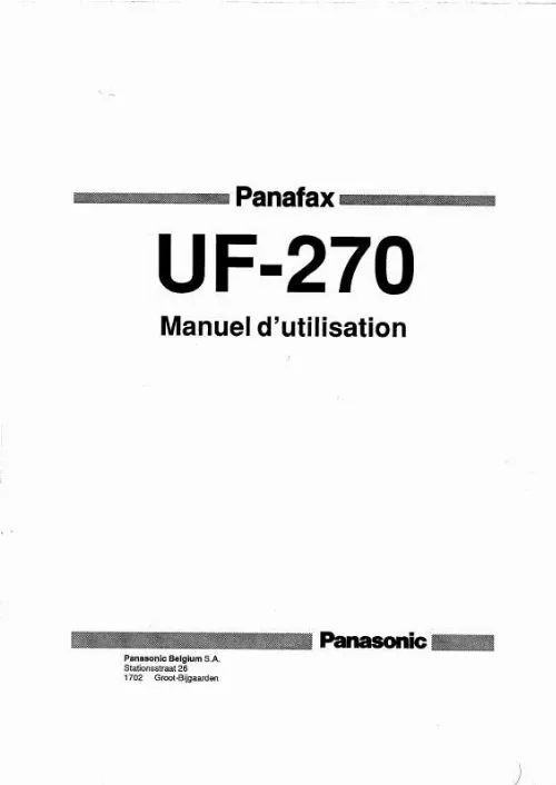 Mode d'emploi PANASONIC UF-270