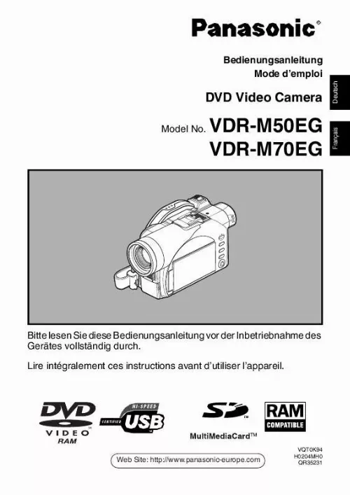 Mode d'emploi PANASONIC VDR-M70EG