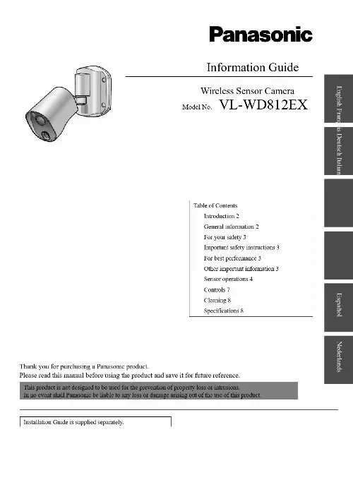 Mode d'emploi PANASONIC VL-WD812EX