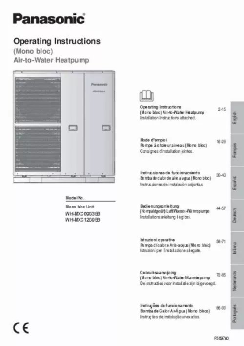 Mode d'emploi PANASONIC WHMXC12G9E8