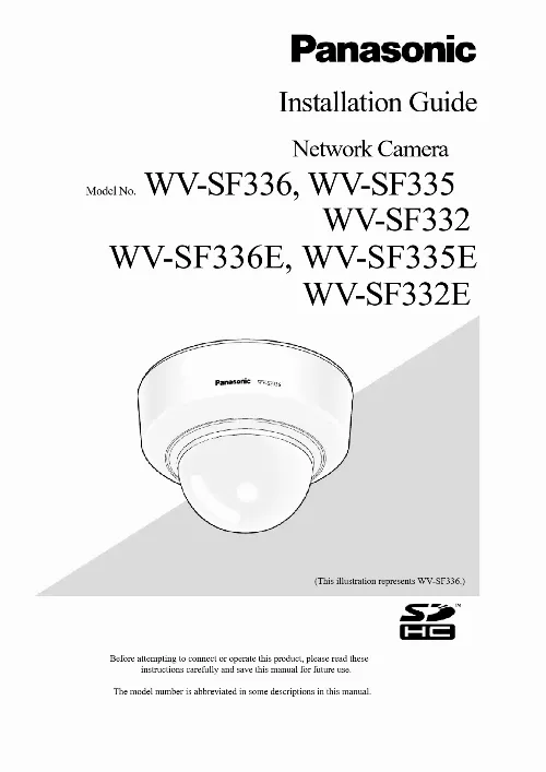 Mode d'emploi PANASONIC WV-SF332E