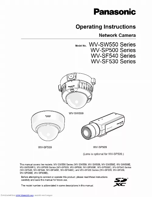 Mode d'emploi PANASONIC WV-SF538E