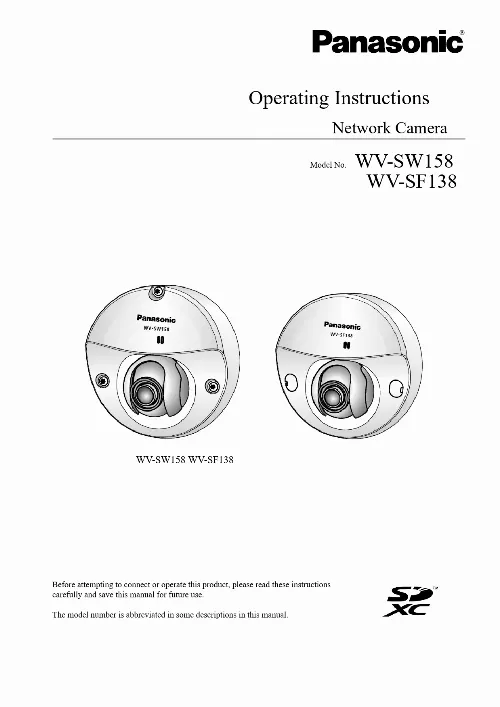 Mode d'emploi PANASONIC WV-SW158