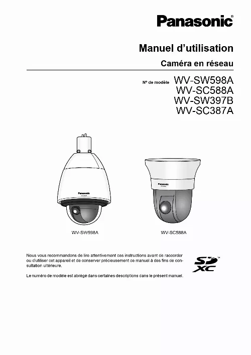 Mode d'emploi PANASONIC WV-SW397B