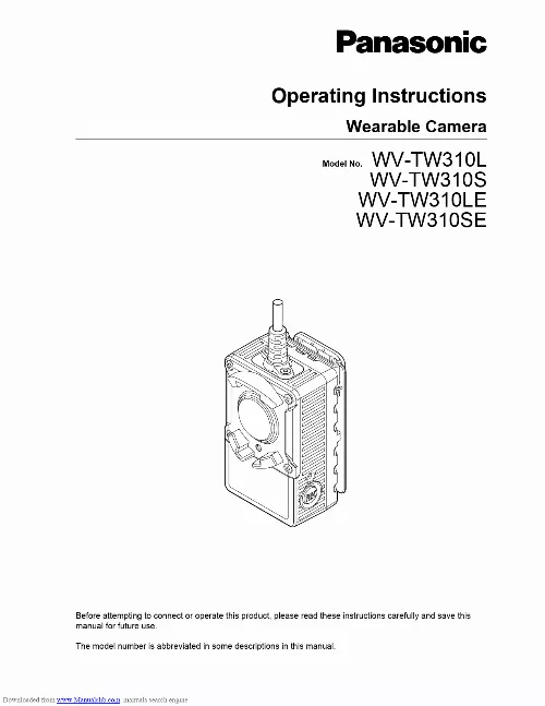 Mode d'emploi PANASONIC WV-TW310LE