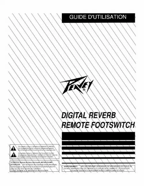 Mode d'emploi PEAVEY DIGITAL REVERB REMOTE FOOTSWITCH