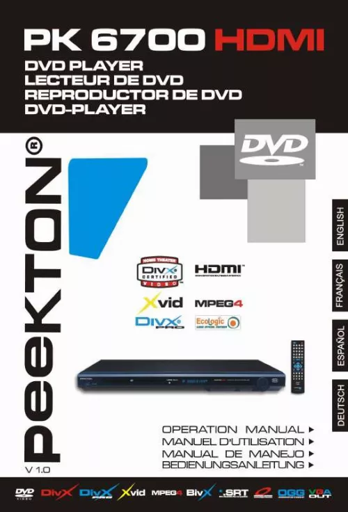 Mode d'emploi PEEKTON PK 6700 HDMI