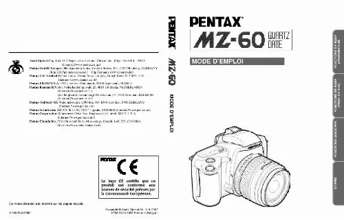 Mode d'emploi PENTAX MZ-60