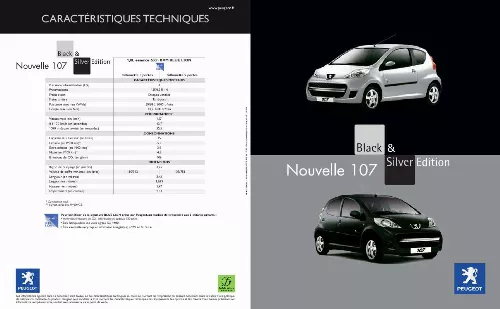 Mode d'emploi PEUGEOT 107 BLACK AND SILVER