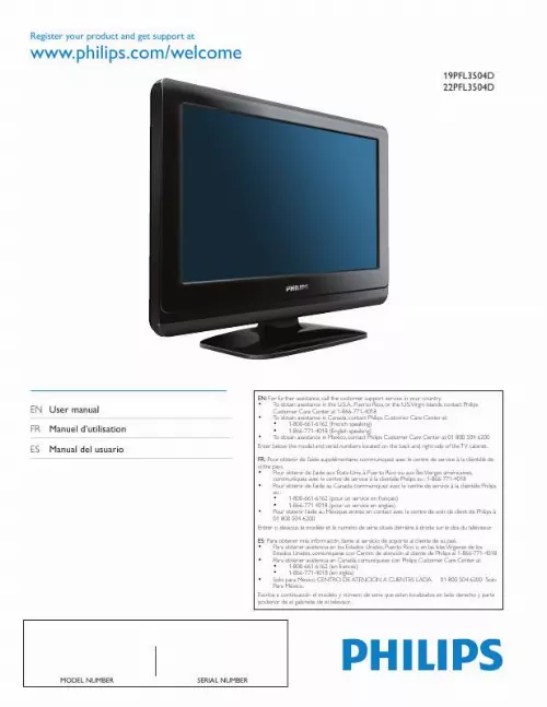 Mode d'emploi PHILIPS 19PFL3504D