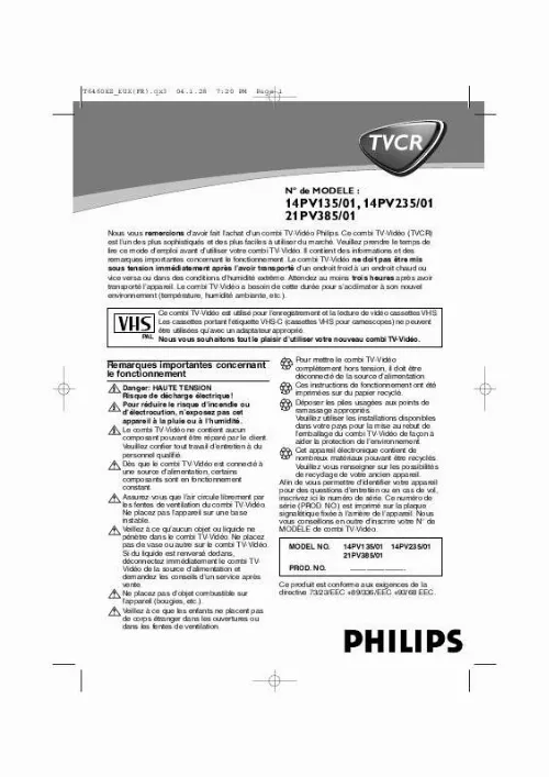 Mode d'emploi PHILIPS 21PV385