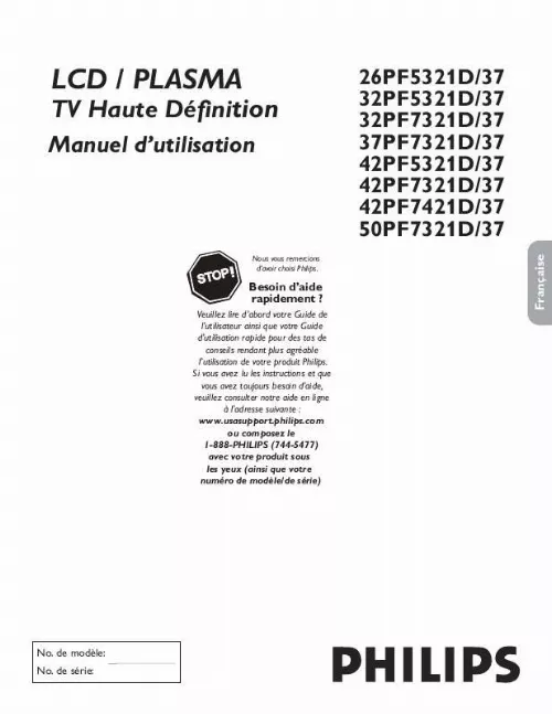 Mode d'emploi PHILIPS 26PF5321D/37B