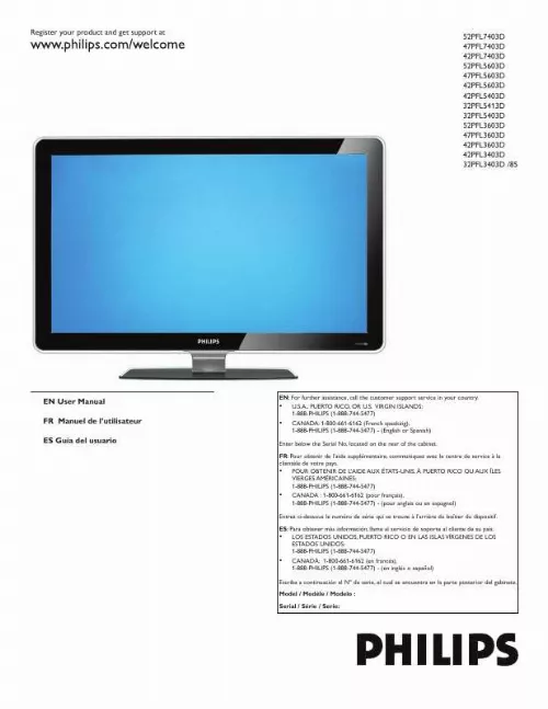 Mode d'emploi PHILIPS 32PFL5413D