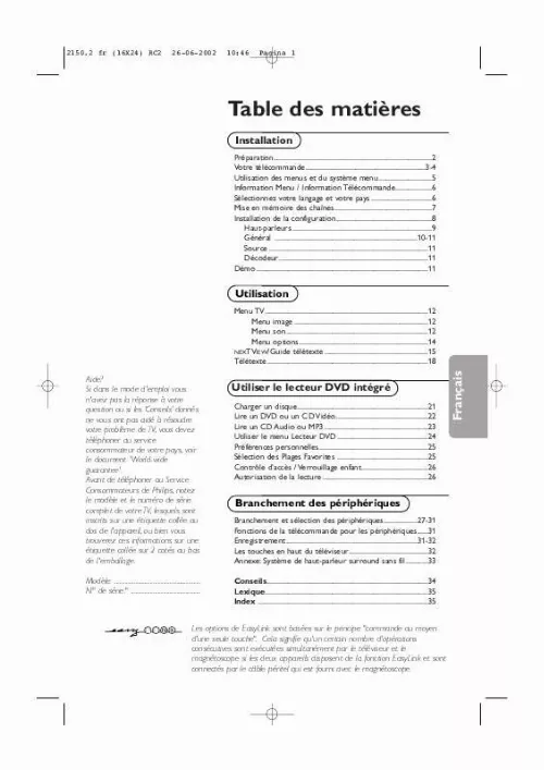 Mode d'emploi PHILIPS 32PW8907