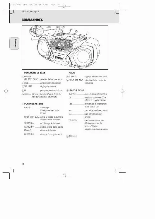 Mode d'emploi PHILIPS AZ1030