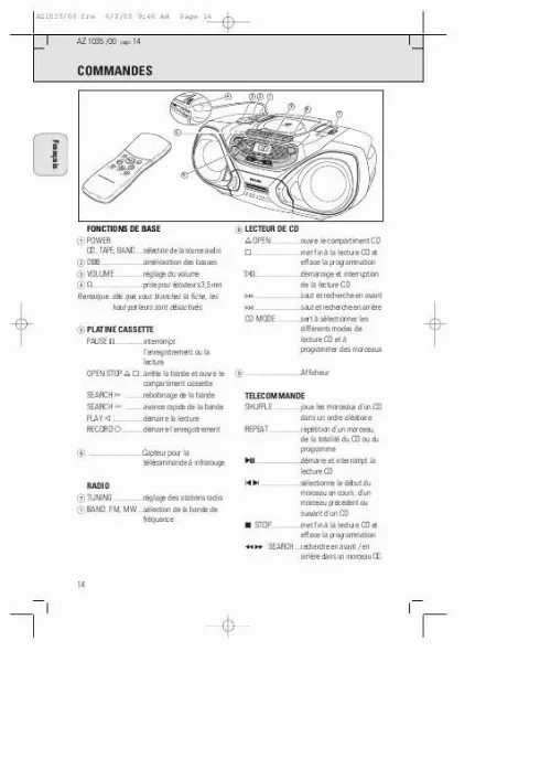 Mode d'emploi PHILIPS AZ1035