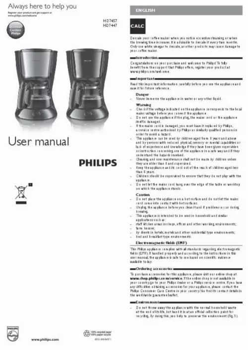 Mode d'emploi PHILIPS HD7447/00