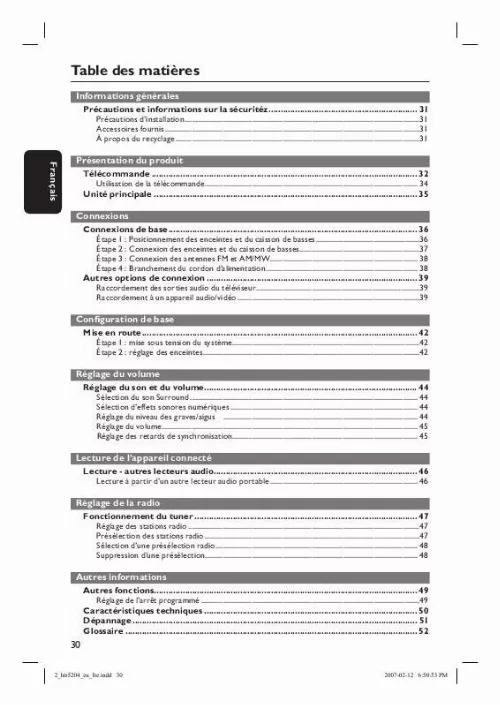 Mode d'emploi PHILIPS HTR5204