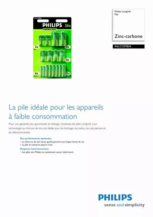 Mode d'emploi PHILIPS R6LCOMBIA