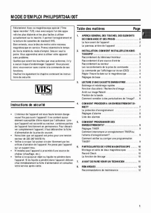 Mode d'emploi PHILIPS RT24A