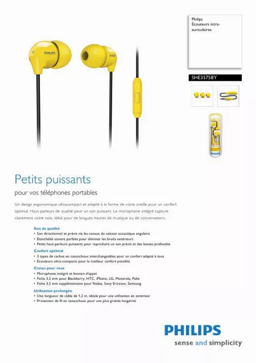 Mode d'emploi PHILIPS SHE3575BY