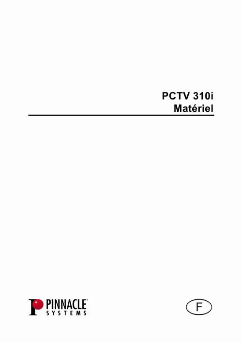 Mode d'emploi PINNACLE PCTV 310I