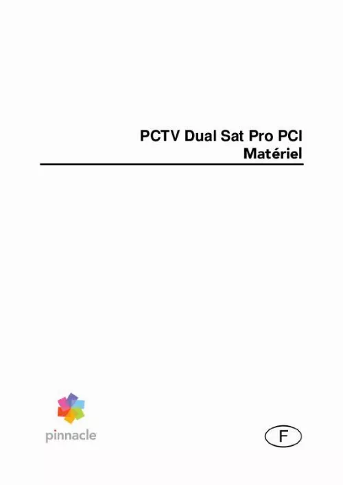 Mode d'emploi PINNACLE PCTV DUAL SAT PRO PCI