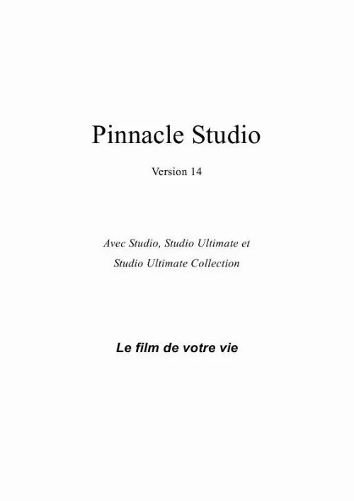 Mode d'emploi PINNACLE STUDIO ULTIMATE COLLECTION