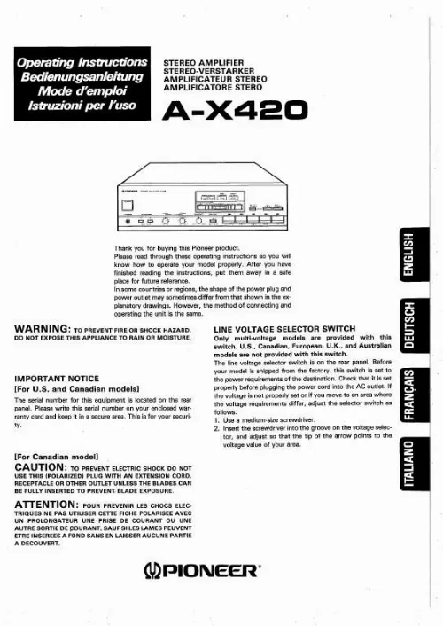 Mode d'emploi PIONEER A-X420