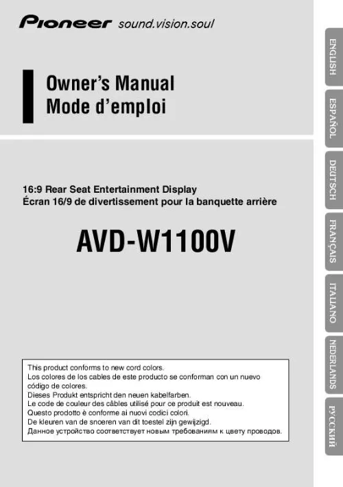 Mode d'emploi PIONEER AVD-W1100V