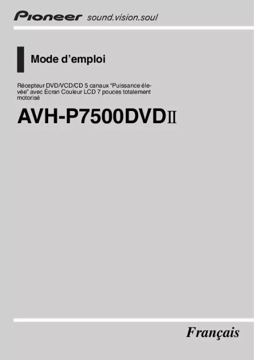 Mode d'emploi PIONEER AVH-P7500DVDII