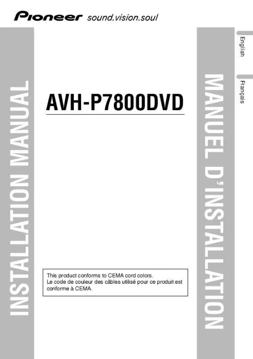 Mode d'emploi PIONEER AVH-P7800DVD