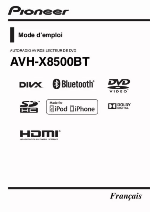 Mode d'emploi PIONEER AVH-X8500BT