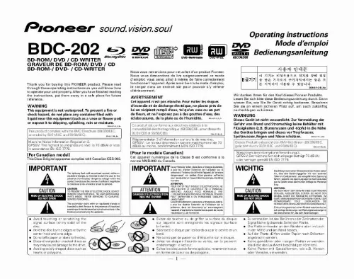 Mode d'emploi PIONEER BDC-202