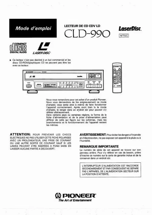 Mode d'emploi PIONEER CLD-990
