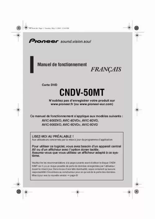 Mode d'emploi PIONEER CNDV-50MT