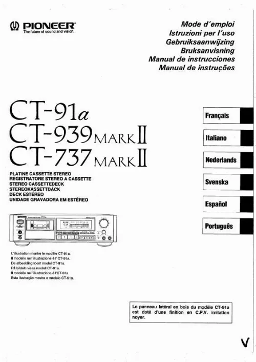 Mode d'emploi PIONEER CT-939 MARK II