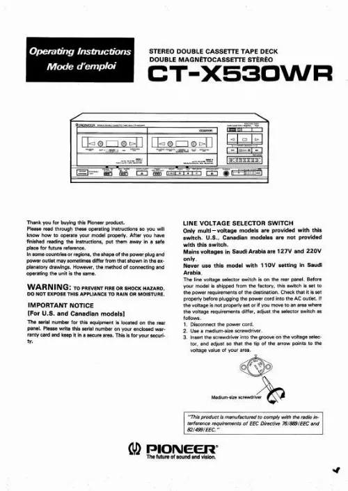 Mode d'emploi PIONEER CT-X530WR