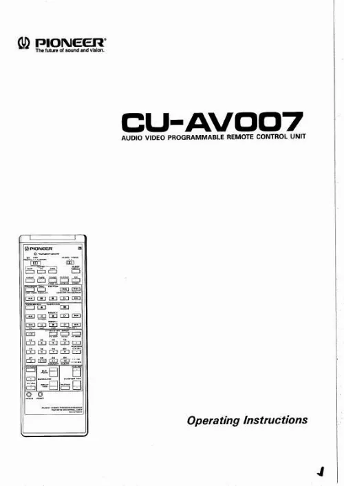 Mode d'emploi PIONEER CU-AV007